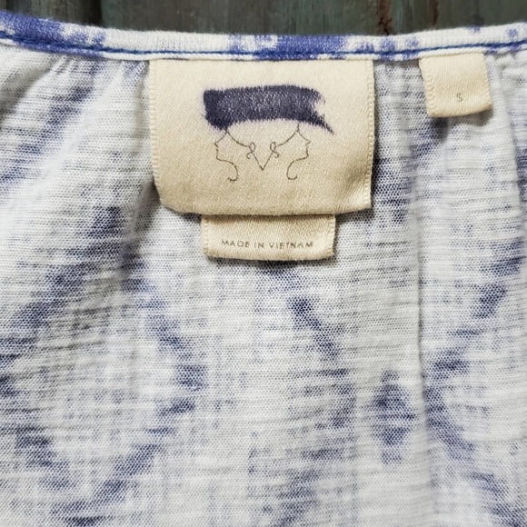 Anthropologie Vanessa Virginia Boho Geometric Print, 3/4 Length Sleeve Top - Picture 4 of 4